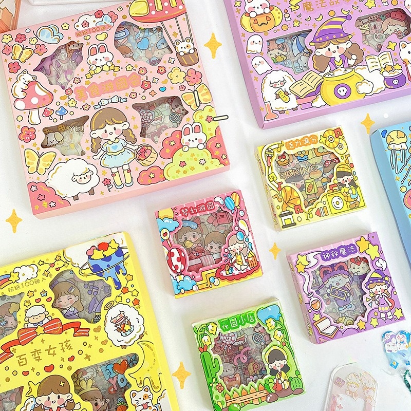 สติกเกอร์ ลายการ์ตูนน่ารัก แบบสร้างสรรค์ DIY สําหรับติดตกแต่งสมุดบัญชี สติ้กเกอร์ไดคัท #T-0003