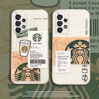 เคสโทรศัพท์ ซิลิโคนนิ่ม แบบใส ลายกาแฟ ดาว บัคส์ แฟชั่น สําหรับ Samsung Galaxy A53 A23 A33 A13 5G A53 5G