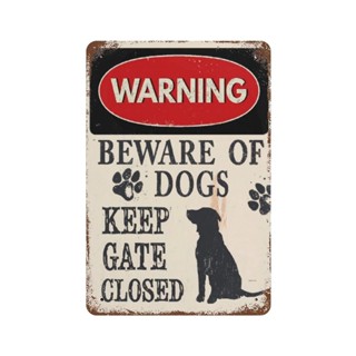 ป้ายโลหะดีบุก ลาย Beware of Dogs Keep Gate สไตล์วินเทจย้อนยุค ขนาด 8x12 นิ้ว 20X30 ซม. สําหรับตกแต่งผนังบ้าน บาร์