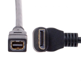 Xiwai Up Angled DP DisplayPort 90 Degree to Mini DP DisplayPort Female Cable สําหรับจอแสดงผลมอนิเตอร์