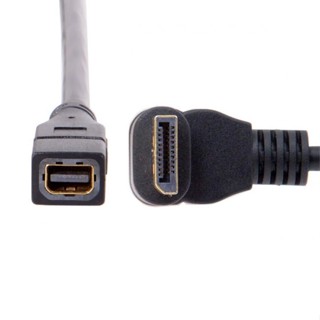 Xiwai Up Angled DP DisplayPort 90 Degree to Mini DP DisplayPort Female Cable สําหรับจอแสดงผลมอนิเตอร์