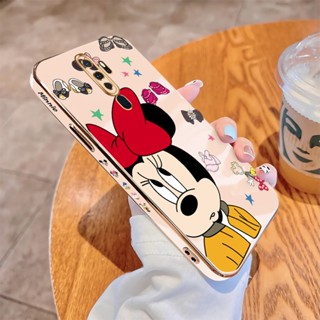 เคสโทรศัพท์มือถือแบบนิ่ม ขอบสี่เหลี่ยม ลายมินนี่เมาส์ หรูหรา สําหรับ OPPO A3S A5 A5S A7 A12 A12S A5 A9 2020 A83 A91