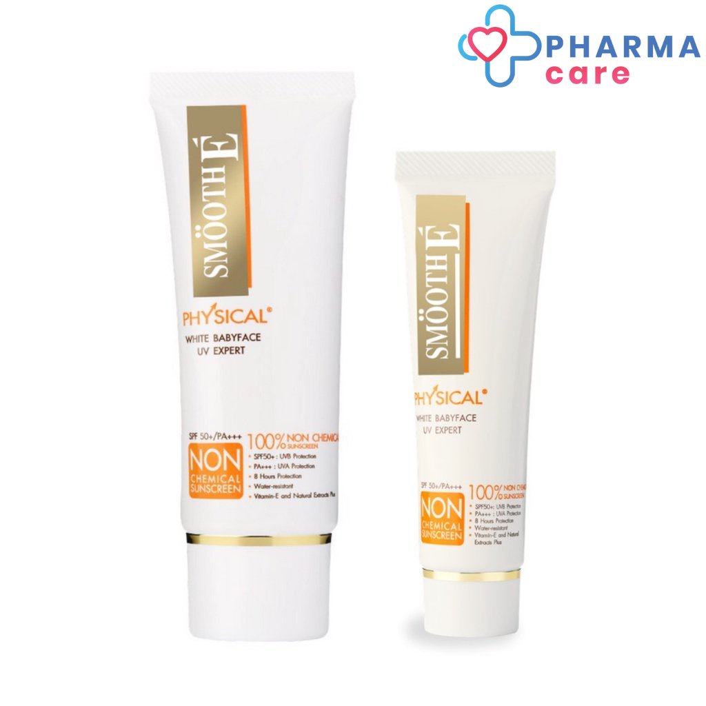 Smooth E Physical White Babyface SPF50+ PA+++ UV Expert ครีมกันแดด สีขาว สมูทอี [PC][15g/40g]