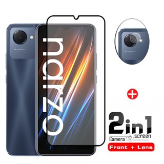 2 in 1 ฟิล์มกระจกนิรภัยกันรอยหน้าจอ และตัวป้องกันเลนส์กล้อง แบบเต็มจอ สําหรับ Realme Narzo 50i 50A Prime 50 30 20 Pro 5G 30A