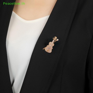 Peacellow เข็มกลัดคริสตัล พลอยเทียม รูปไวโอลิน เครื่องดนตรี เครื่องประดับแฟชั่น สําหรับผู้หญิง ของขวัญ TH