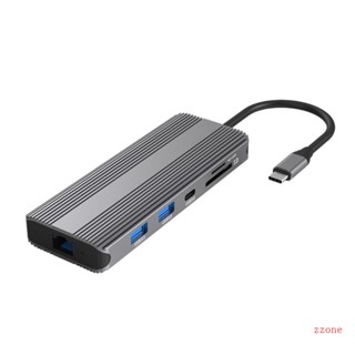 Zzz 10 in1 อะแดปเตอร์ฮับ TypeC Rj45 HDMI สําหรับ USB3 0 PD100W 2 ชิ้น