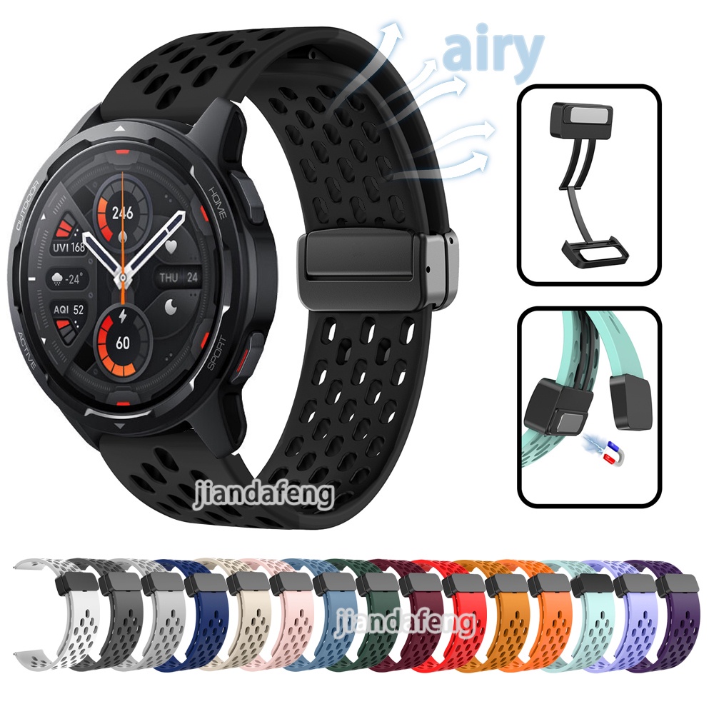 รูสายระบายอากาศ D หัวเข็มขัดกีฬา Mgnetic Band สายซิลิโคนอ่อนนุ่มสําหรับ Xiaomi Watch S3 S1 Active Strap
