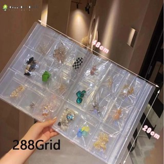 288 Grid หนังสือเก็บเครื่องประดับ กันฝุ่น ต้านอนุมูลอิสระ / แบบพกพา ทนทาน หนา PVC ถุงเก็บใส / กล่องเครื่องประดับ สําหรับแหวน สร้อยคอ ต่างหู สร้อยข้อมือ