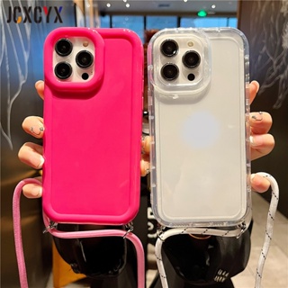 เคสโทรศัพท์มือถือ แบบนิ่ม กันกระแทก พร้อมสายคล้องคอ หรูหรา สําหรับ IPhone 13 14 Pro Max 12 11 X XR 7 8 14 Plus