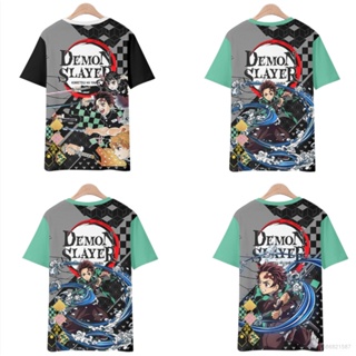 เสื้อยืดแขนสั้น พิมพ์ลายอนิเมะ Demon Slayer Kyoujurou Zenitsu Tanjirou 3 มิติ แฟชั่นยอดนิยม