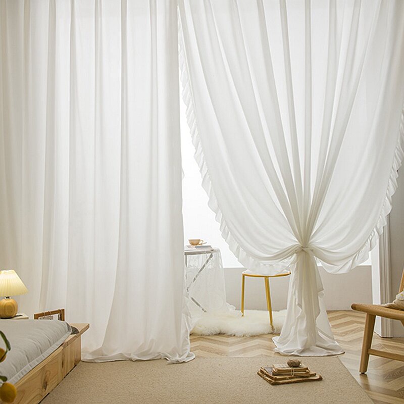 แนะนำ ผ้าม่าน ผ้าม่านโปร่งแสง กึ่งโปร่งแสง สไตล์วินเทจ สีขาว สําหรับตกแต่งประตู หน้าต่าง ระเบียง ห้องครัว ห้องนั่งเล่น ราคาพิเศษ มีเก็บเงินปลายทาง