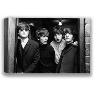 โปสเตอร์ผ้าใบ ลาย The Beatles สีดํา และสีขาว สไตล์วินเทจ สําหรับตกแต่งบ้าน ปาร์ตี้