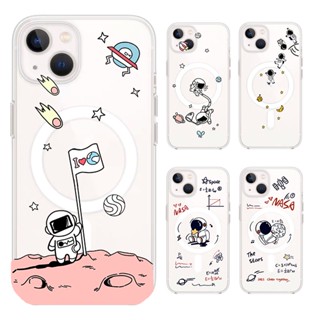 เคสโทรศัพท์มือถือแบบใส กันกระแทก ลายการ์ตูนนักบินอวกาศ Magfit น่ารัก สําหรับ IPhone 14 Pro Max 14 Plus 13 Pro Max 12 Pro Max 11 Pro Max