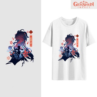 ผ้าฝ้ายแท้ Genshin Impact GanYu/Kamizato Ayaka เกมเสื้อยืด ความประทับใจ น่ารักมากๆ