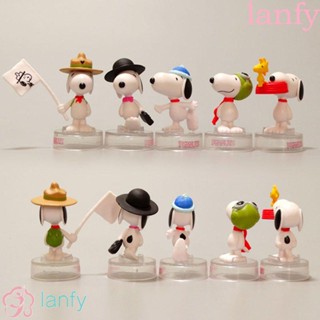 Lanfy ตุ๊กตาฟิกเกอร์ Snoopy ขนาดเล็ก 5 ชิ้น ต่อชุด