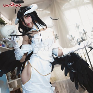 Uwowo ชุดเดรสคอสเพลย์อนิเมะ Overlord Albedo พลัสไซซ์ สีขาว