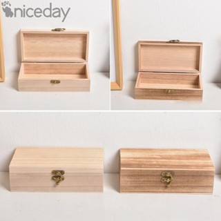 #NICEDAY-20×10×6cm Storage Box Clamshell Handmade Paulownia Wooden Decoration Desktop