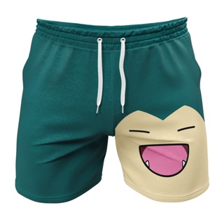 กางเกงขาสั้น ลาย Snorlax Face Pokemon สําหรับใส่เข้ายิม