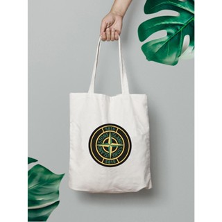 STONE ISLAND Apikae กระเป๋าผ้าแคนวาส ทรงโท้ท มีซิป สําหรับผู้ชาย และผู้หญิง (ซิป) VFOX