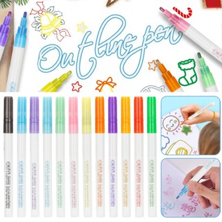 New 8/12 Colors Double Lines Outline Pen Highlighter Marker Pen Colors Pen Set