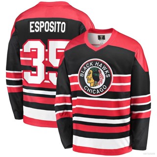 Nhl Chicago Blackhawks Jersey Esposito No.35 เสื้อยืดแขนยาว พลัสไซซ์