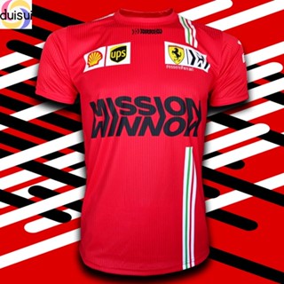 Duisui เสื้อยืดคอกลม T-shirt F1 Ferrari Missionwinnow เสื้อยืดทีม เฟอร์รารี่ มิชชั่นวินโนว์#FM0018 ไซส์ S-5XL