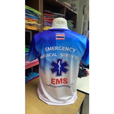 เสื้อ EMSกู้ชีพกู้ภัย พิมพ์ลายแบบใหม่ คอกลมA012