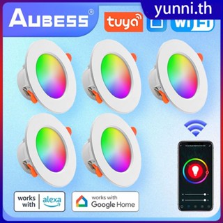 16 โหมด Tuya Smart Downlight Wifi รีโมทคอนโทรลบลูทูธ Dimming ฝังตัว RGB LED สมาร์ทหลอดไฟโคมไฟเพดาน Yunni