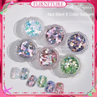 ♕ Nail Art Super Flash Sequin Canned Jewelry Dream Color Round Sequin Spring Summer Nail Decoration Manicure Tool For Nail Shop 6 Designs FURNITURE