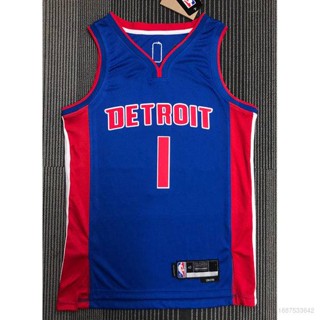 เสื้อกีฬาบาสเก็ตบอล แขนกุด ลายทีม NBA Detroit Pistons No.1 Iverson Classic พลัสไซซ์