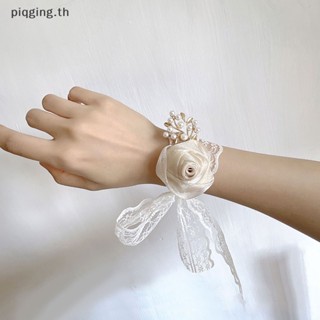 Piqging สร้อยข้อมือ ประดับไข่มุกคริสตัล ดอกไม้ สําหรับเพื่อนเจ้าสาว งานแต่งงาน