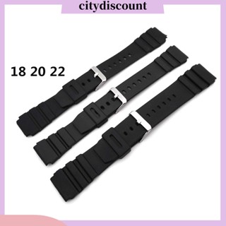 &lt;citydiscount&gt; สายนาฬิกาข้อมือยางซิลิโคน กันน้ํา สีดํา สําหรับผู้ชาย 18-22 มม.