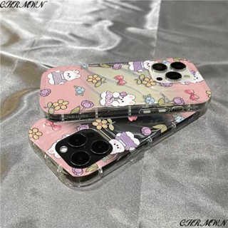 เคสโทรศัพท์มือถือแบบใส กันกระแทก ลายดอกไม้ กระต่าย อวกาศ สําหรับ Iphone 13promax 14promax 14 pro 11 12 X3CI