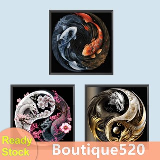 [boutique520.th] ภาพวาดปักเพชร ทรงกลม ลายหยินหยาง 5D สําหรับตกแต่งบ้าน DIY