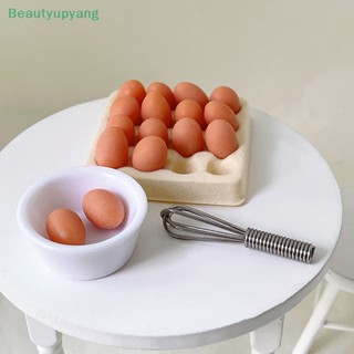 [Beautyupyang] โมเดลไข่จําลอง ขนาดเล็ก พร้อมถาด สําหรับตกแต่งบ้านตุ๊กตา 1 4 17 ชิ้น