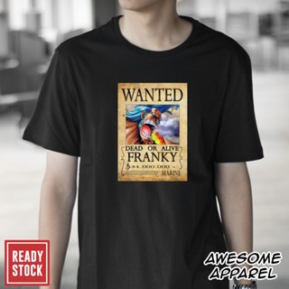 ดูดีนี่ เสื้อยืดผ้าฝ้าย 100% พิมพ์ลายโปสเตอร์ One Piece Franky Wanted สําหรับผู้ชาย และผู้หญิง