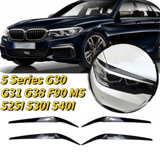 คิ้วไฟหน้า พลาสติก ABS สีดําวาว อุปกรณ์เสริม สําหรับ BMW 5 Series G30 G31 G38 F90 M5 525I 530I 540I 2017-2021 2 ชิ้น