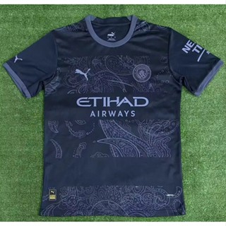 พร้อมส่ง เสื้อกีฬาแขนสั้น ลายทีมชาติฟุตบอล Manchester City Special Edition 2023-24 ชุดเยือน สีดํา สําหรับผู้ชาย