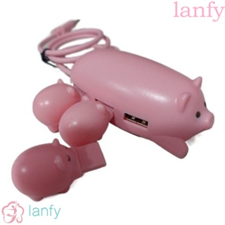 LANFY ฮับ USB 2.0 3 in 1 3 พอร์ต USB สีชมพู อุปกรณ์เสริม สําหรับเมาส์ คีย์บอร์ด