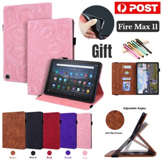 เคสแท็บเล็ตหนัง ฝาพับอัจฉริยะ พร้อมช่องใส่บัตร ขาตั้งวาง สําหรับ Amazon Fire Max 11 13th Generation 2023