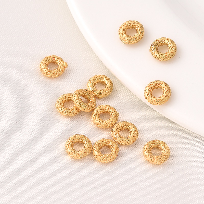 วงกลม diy 18K Matte Gold สี Retention มงคล Cloud วงกลม Mini Spacer ลูกปัด Handmade diy สร้อยข้อมือสร้อยข้อมือ Lifebuoy ลูกปัดเครื่องประดับวัสดุ