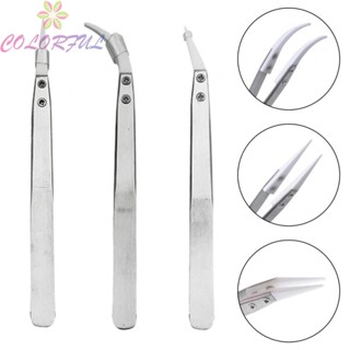 【COLORFUL】Ceramic Tweezers Non Conductive Silver Stainless Steel + Ceramic Anti-Static