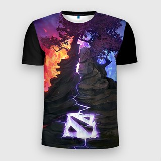 เสื้อยืด พิมพ์ลาย Dota 3 มิติ แบบเข้ารูป สําหรับผู้ชาย