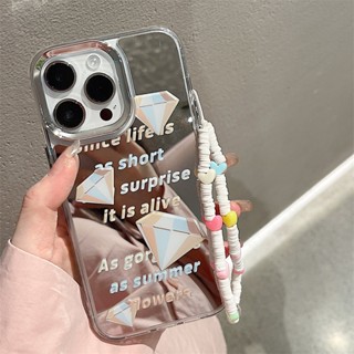 เคสโทรศัพท์มือถือ แบบกระจก พร้อมสายโซ่คล้อง สําหรับ Apple iPhone 14 13 12 11 PROMAX XS XR XSMAX SE2020 6 7 8PLUS MINI 14promax 11 12Pro 13