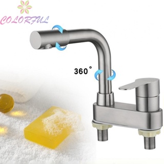 【COLORFUL】Basin Faucet 2 Holes 304 Stainless Steel Bathroom Ceramic Valve Cold And Hot