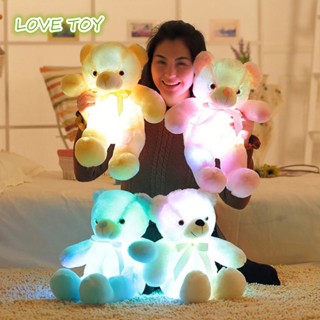 Nkodok ตุ๊กตาหมีเท็ดดี้ ริบบิ้น มีไฟ Led หลากสีสัน ของขวัญคริสต์มาส ของเล่นสําหรับเด็ก