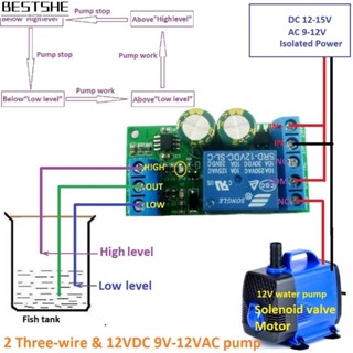 บอร์ดรีเลย์ควบคุมระดับน้ํา DC 12V AC 9V 54X27X19 มม. 1 ชิ้น