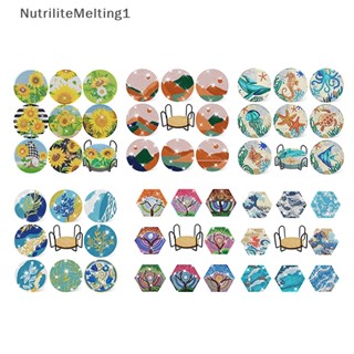 [NutriliteMelting1] แผ่นรองแก้วเครื่องดื่ม รูปสัตว์ ประดับเพชร พร้อมที่วางแก้ว DIY 6 8 ชิ้น