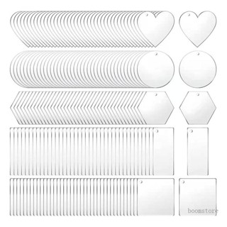 Boom 200x อะคริลิคใส พวงกุญแจจี้วงกลม หัวใจ สี่เหลี่ยมผืนผ้า หกเหลี่ยม