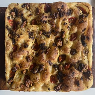 Pesto &amp; Walnut Sourdough Focaccia